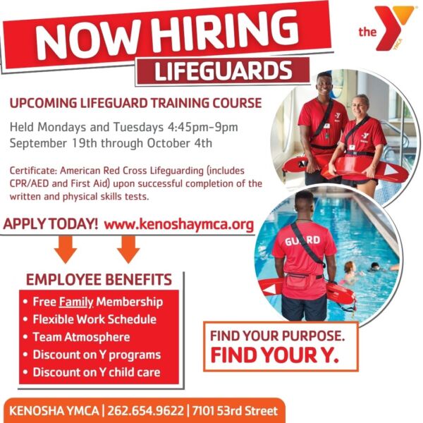 NOW HIRING LIFEGUARDS Kenosha YMCA